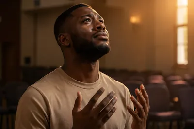 Tearful Young Man in Prayerful Portrait