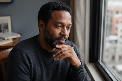 Contemplative Man by Apartment Window Light