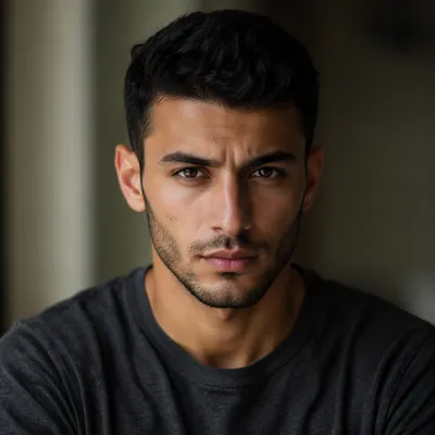 Determined Young Man Close Up Portrait