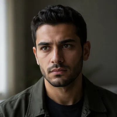 Determined Young Man Close Up Portrait