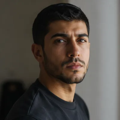 Determined Young Man Close Up Portrait
