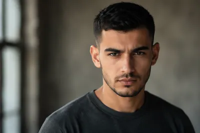 Determined Young Man Close Up Portrait