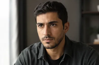 Determined Young Man Close Up Portrait