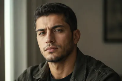 Determined Young Man in Soft Window Light