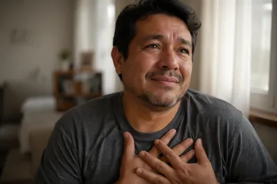 Emotional Man by Softly Lit Window