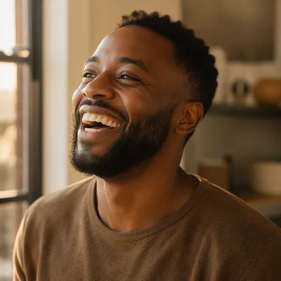 Joyful Laughing Young Man Close Up