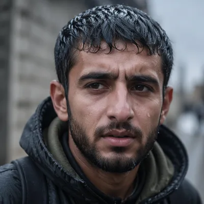 Determined Young Man in Morning Cold