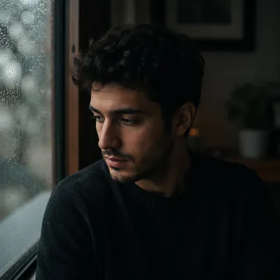 Quiet Portrait by Rainy Window