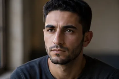 Resolute Young Man Close-Up Portrait