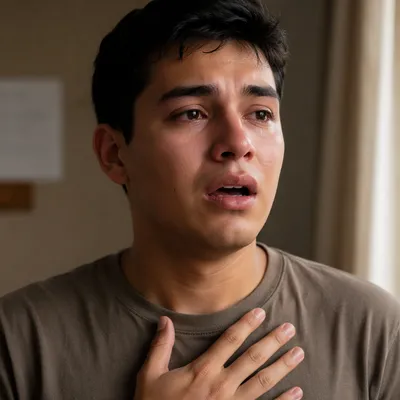Emotional Young Man in Quiet Close-Up