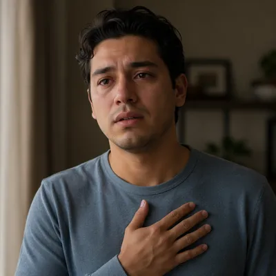 Emotional Young Man in Quiet Close Up