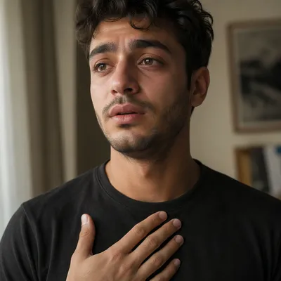 Emotional Close-Up Portrait of Young Man