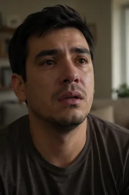 Emotional Close Up Portrait of Young Man
