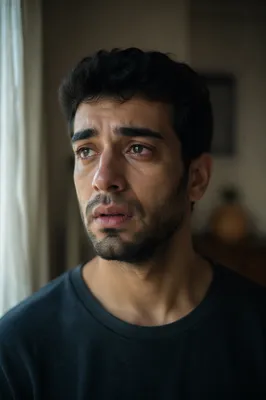 Emotional Young Man by Soft Window Light