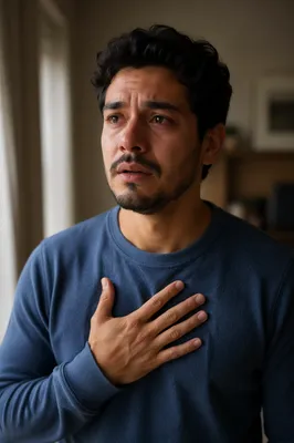 Emotional Young Man Near Window Close-Up