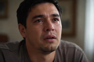 Emotional Close Up Portrait of Young Man