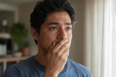 Emotional Young Man Near Window Close Up