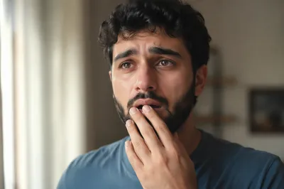 Emotional Young Man Close Up Portrait