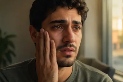 Emotional Close Up Portrait of Young Man