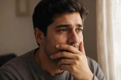 Emotional Young Man by Window Close Up