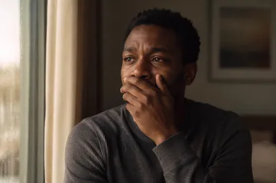 Emotional Young Man Covering His Mouth