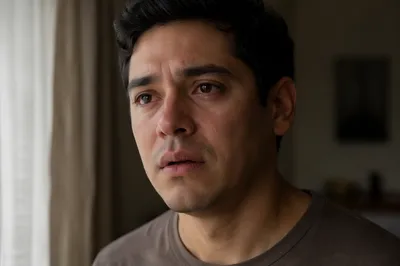 Emotional Young Man by Apartment Window