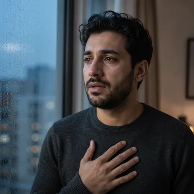Emotional Portrait by Rainy Window
