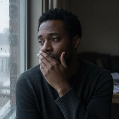 Emotional Portrait by Rainy Window
