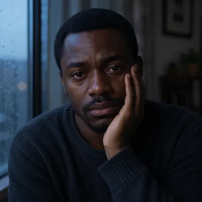 Young Man by Rainy Window