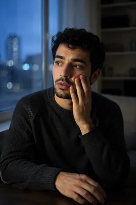 Young Man by Rainy Window