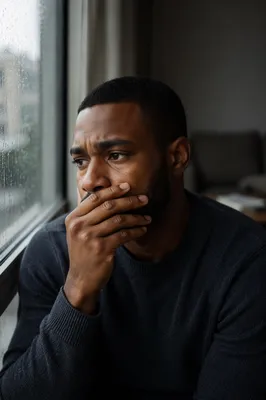 Emotional Portrait by Rainy Window