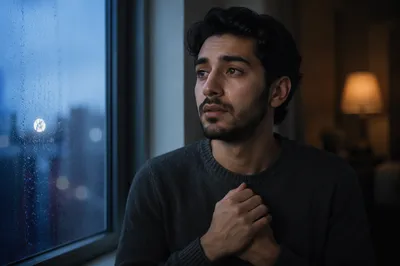 Emotional Portrait by Rainy Window