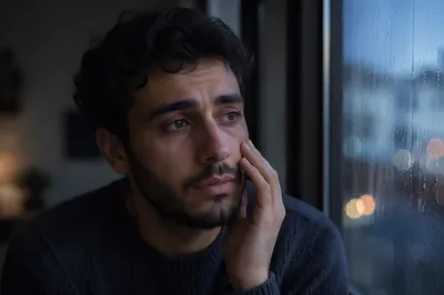 Young Man by Rainy Window