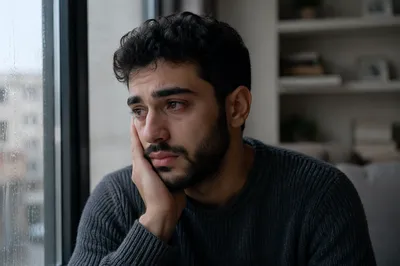 Emotional Portrait by Rainy Apartment Window