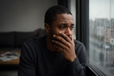 Emotional Portrait by Rainy Apartment Window
