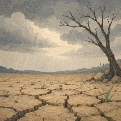 Gentle Rain of Mercy on Cracked Soil