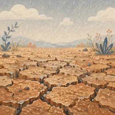 Gentle Mercy Rain on Cracked Soil