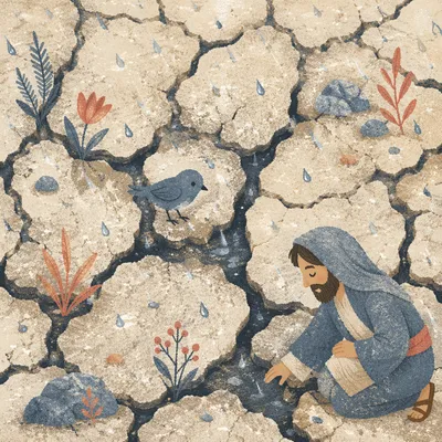Gentle Mercy Rain on Cracked Earth