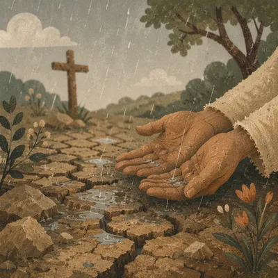 Gentle Mercy Rain on Cracked Soil