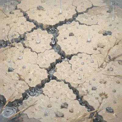 Gentle Mercy Rain on Cracked Soil