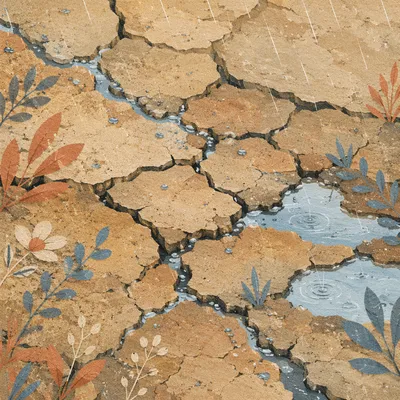 Gentle Mercy Rain on Cracked Earth