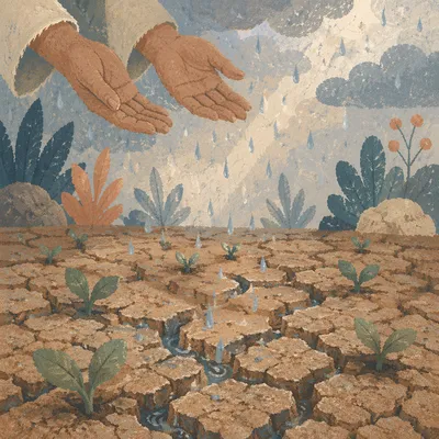 Gentle Mercy Rain on Cracked Soil