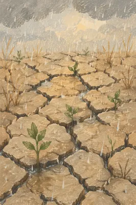 Merciful Rain Renewing Cracked Dry Soil