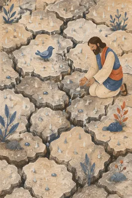 Gentle Mercy Rain on Cracked Soil