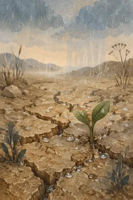 Gentle Rain Revives Cracked Soil