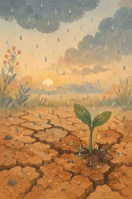Gentle Mercy Rain on Cracked Soil