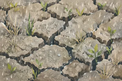 Gentle Mercy Rain on Cracked Soil