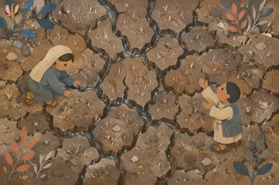 Gentle Mercy Rain on Cracked Earth