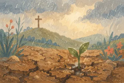 Gentle Mercy Rain on Cracked Earth