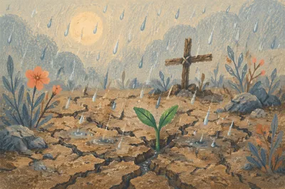 Mercy Rain Awakens Cracked Garden Soil